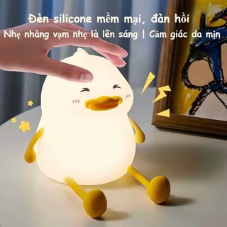 Đèn ngủ vịt dễ thương Đèn bàn silicon cảm ứng có thể điều chỉnh độ sáng USB có thể sạc lại Trang trí phòng bé