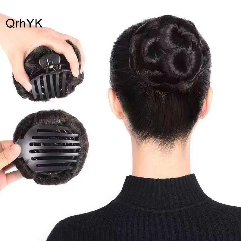 Tóc Búi Chín Hoa Bud - Kẹp Tóc Giả Tạo Kiểu Cho Phụ Nữ, Tương Thật Và Sống Động