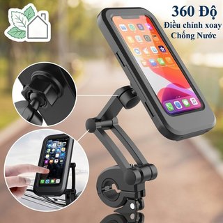Giá Đỡ Điện Thoại Xe Máy Chống Thấm Nước Xoay 360 Màn Hình Cảm Ứng PVC Gắn Xe Đạp Xe Tay Ga GPS