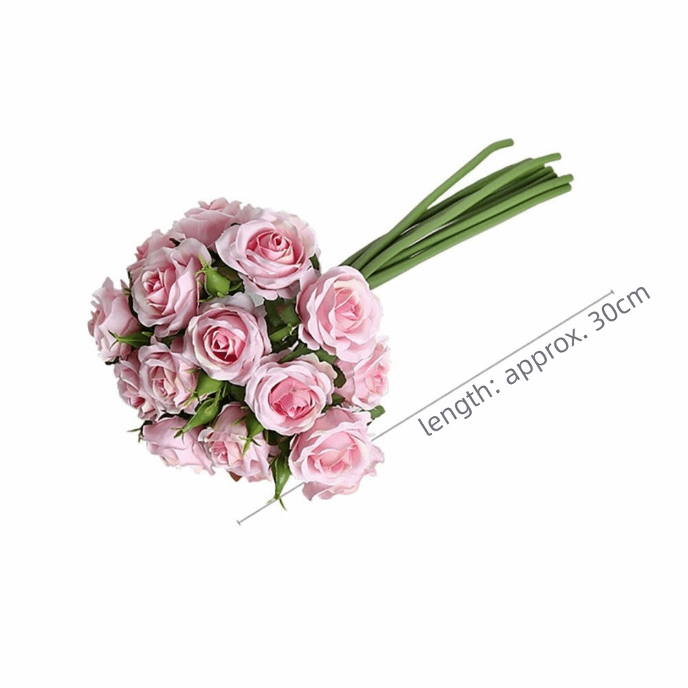 Cao cấp bó hoa hồng nhân tạo 18 đầu nhiều màu, cánh lụa, đạo cụ ảnh sáng tạo, trang trí nhà cửa