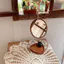 Gương trang điểm tròn để bàn bằng gỗ cổ điển, Bàn trang điểm xoay được Gương làm đẹp cổ điển Ins