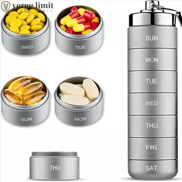 verge limit Hộp đựng thuốc hàng tuần, Hộp đựng thuốc chống nước 7 ngày, Hộp đựng thuốc chống nước bằng hợp kim nhôm kín di động Hộp đựng thuốc dung lượng cao Hộp đựng máy tính bảng