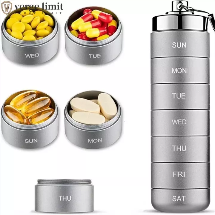 verge limit Hộp đựng thuốc hàng tuần, Hộp đựng thuốc chống nước 7 ngày, Hộp đựng thuốc chống nước bằng hợp kim nhôm kín di động Hộp đựng thuốc dung lượng cao Hộp đựng máy tính bảng