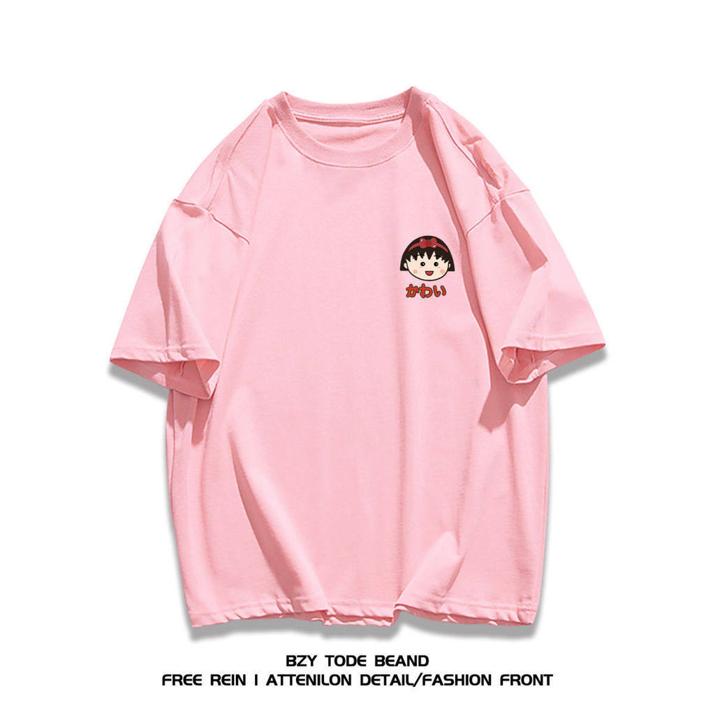 Áo thun nữ in hình Chibi Maruko-chan, phong cách preppy, dễ thương.