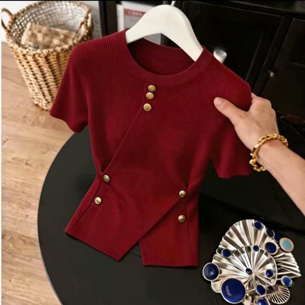 Mùa hè Phong cách mới Thiết kế thời trang Áo len kim loại | Áo dệt kim phong cách phương Tây Slim-fit dành cho nữ Slim-fit, Tính khí phù hợp thời trang Thanh lịch, đi lại