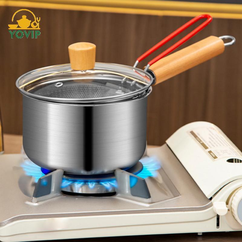 Bộ nồi chiên sâu bằng thép không gỉ YOVIP 3L có nắp giỏ để chế biến Chien Sna VN