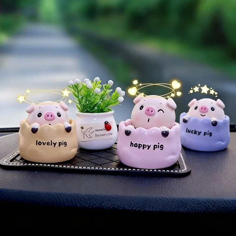 Nốt Lợn Hình Lắc Đầu Nhựa Hoạt Hình Bảng Điều Khiển Ô Tô Trang Trí Sáng Tạo Chữa Bệnh Trang Trí Nội Thất Cho Gia Đình Để Bàn Phòng