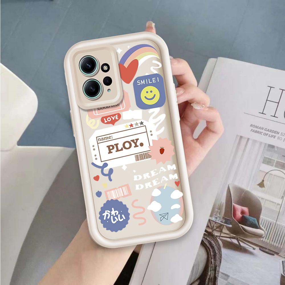 Ốp Lưng Cho Redmi Note 12 4G Hoạt Hình Silicon Cầm Tay Mềm Vỏ Điện Thoại TPU Nhãn Nụ Cười Hoa Thiên Thần Mắt Mặt Sau Chống Sốc