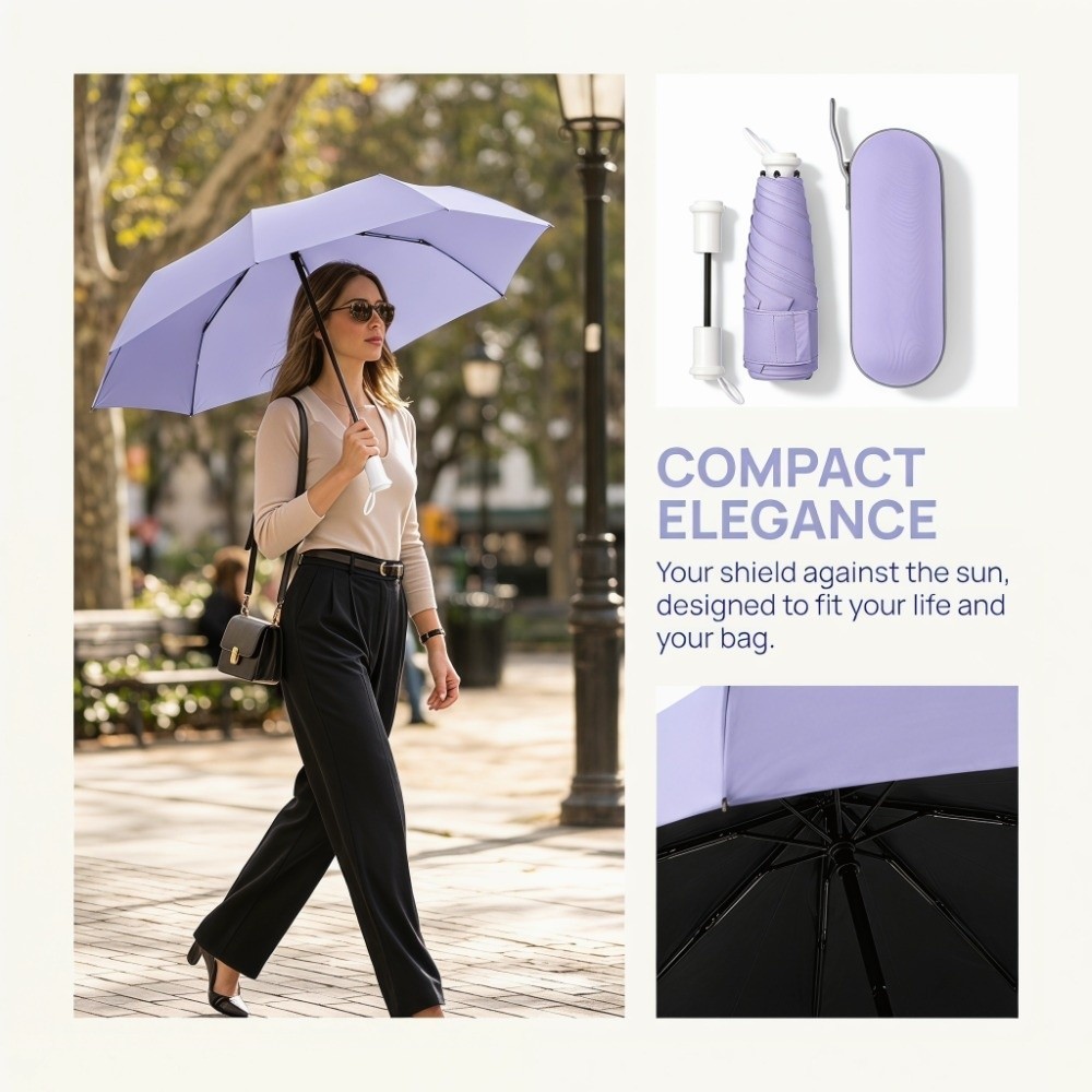 Ô dù đi mưa bỏ túi HOBBYIN, Dù bỏ túi siêu nhẹ bảo vệ tia cực tím, gấp di động chống gió sử dụng kép ô chống nắng mùa hè