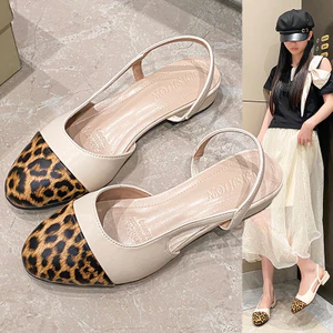 Giày nữ cỡ lớn, dép in họa tiết da báo thấp, dép đế phẳng đế thấp