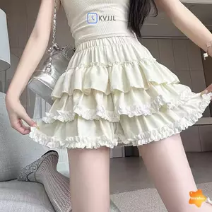 Váy chắp vá Ruffle dành cho nữ Mùa hè Thắt lưng thun chữ A Váy bánh Mini eo cao Flowy Trang phục hàng ngày mới
