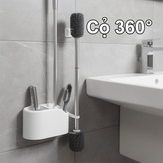 Bộ Bàn Chải Vệ Sinh 4 Trong 1 Treo Tường 360 Sâu Sạch Phòng Tắm Khoảng Cách Sàn Tiết Kiệm Không Gian