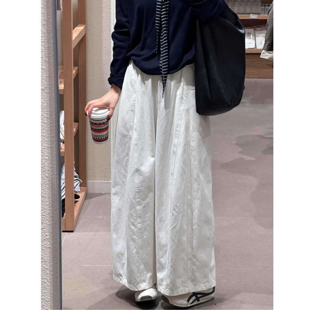 quần ống rộng nữ All-Match American High Eo Mùa Hè Loose Lantern Chân Rộng