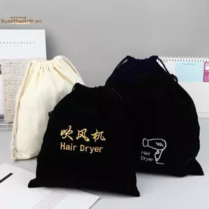 TRTR Máy Sấy Tóc Túi Vải Máy Khuếch Tán Tóc Túi Máy Sấy Tóc Dây Rút Đóng Bao Vải Cotton / Floing Bảo Quản Dây Rút Miệng Túi Bụi VN
