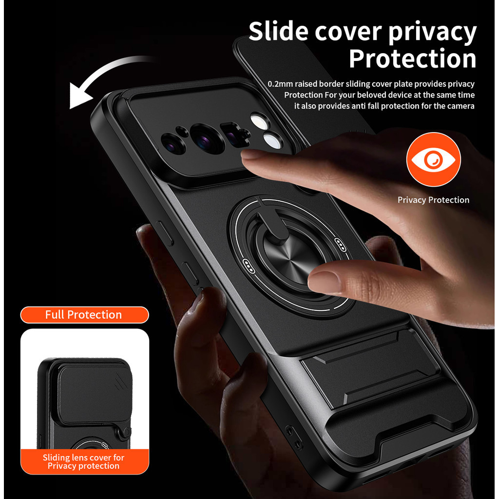 Ốp Điện Thoại Đa Năng Sang Trọng Thích Hợp Cho Google Pixel 10 9 8 7 6 Pro 7A Dây 360°Giá đỡ vòng có vỏ máy ảnh Vỏ bảo vệ toàn diện chống sốc