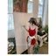 Phong cách mới Skinny khoe Hình Sling Dress Nữ Dây đeo bên trong Váy hông xếp li ngực
