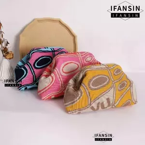 Túi kẹp dệt kim IFANSIN, Túi ly hợp di động dung tích lớn, Túi lưu trữ túi xách dệt kim tình yêu họa tiết hợp thời trang