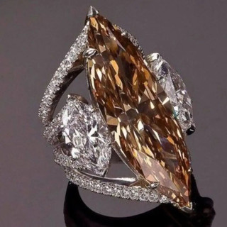 Châu Âu Mỹ ins Phong Cách Mới Mắt Ngựa Zircon Phóng Đại Nhẫn Nữ