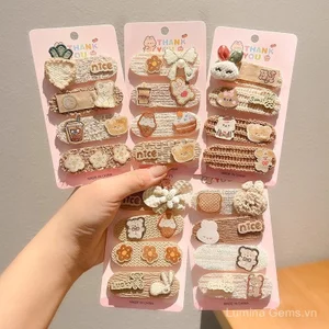 Cà Phê Màu Series Trẻ Em Hoạt Hình Gãy Tóc Dán Phong Cách Mới Bé Gái Dễ Thương Thỏ Đầu Lưng Velcro Tóc Gãy Dụng Cụ Tiện Dụng