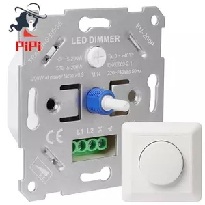 Công tắc điều chỉnh độ sáng LED 230V cho đèn LED có thể điều chỉnh độ sáng / Halogen 5-200W với tấm che màu trắng
