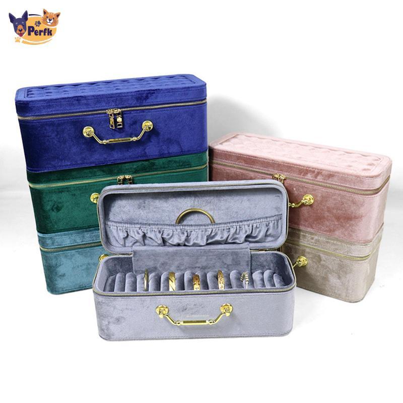 Vòng Tay Hộp Bảo Quản Vòng Cổ Tổ Chức Nhung Lót Màn Hình Hộp Lắc Tay Giá Đỡ Giải Pháp Di Động Có Ngăn Và Tay Cầm Thích Hợp Cho Nhà Trave