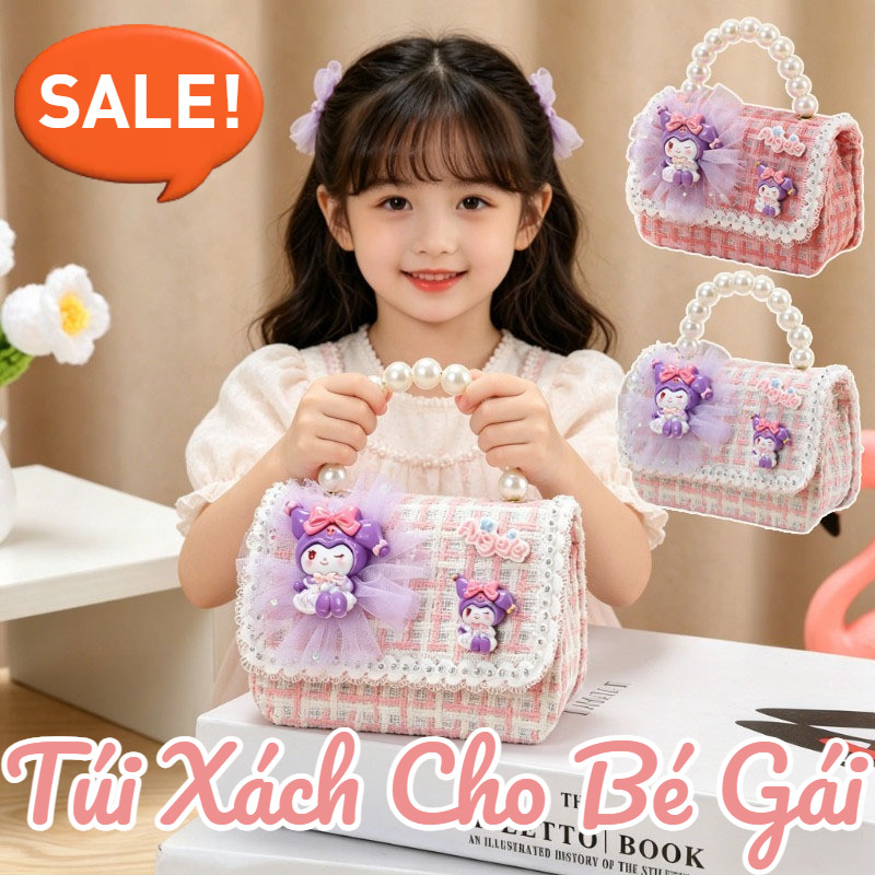 Túi Xách Cho Bé Gái,Chất Liệu Nylon PU,Quai Ngọc Sang Chảnh,dễ Phối Hợp,Quà Sinh Nhật Cho Trẻ Em
