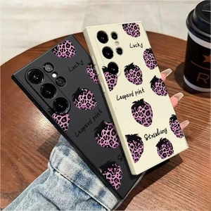 Ốp Điện Thoại Dâu Da Báo Sang Trọng Cho Redmi A7 Pro 15A 13 A5 A4 A3 Pro Redmi Turbo 4 5 Pro Max Ốp lưng TPU Mềm Chống Sốc