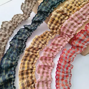 Chất Lượng Cao Retro Kẻ Sọc Răng Chó Ren DIY Tóc Scrunchy Còng Quần Áo Bé Gối Bàn Quần Áo Phụ Kiện 5.7