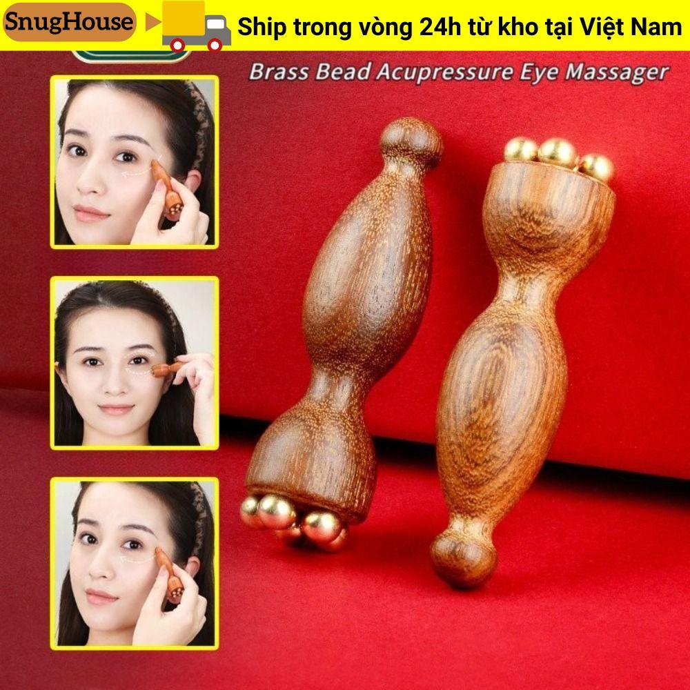 Gậy Massage mặt SNUGHOUSE, Con lăn mát xa mắt 5 răng Lotus Pod, Gậy cạo mắt bằng gỗ Mini bền bỉ để giảm mệt mỏi cho mặt