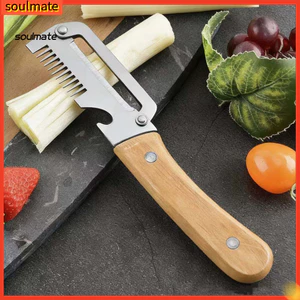 Dụng cụ gọt vỏ cà rốt 2 trong 1 lưỡi rộng thép không gỉ, tay cầm gỗ, kèm mở chai – gọt nhanh cho cà rốt, khoai tây