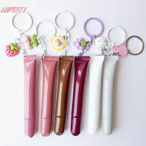 HFSHY 10 / 15ml Ống Lipsti Trống Có Móc Khóa Mặt Dây Chuyền Bóp Sub-Bottling Hộp Đựng Chất Lỏng Có Thể Đổ Lại Chai Lipgloss Mẫu Chai VN