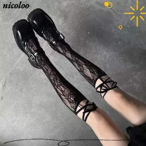 Tất NICOLOO Lolita Jk, Tất ren xẻ ngón chân mát mẻ Hàn Quốc, Tất dài đến đầu gối cho bé gái