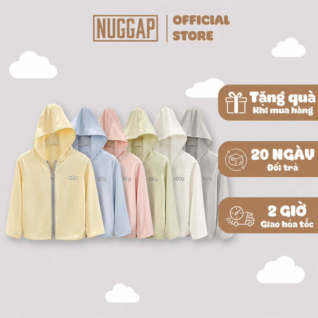 Áo Khoác Chống Nắng Trẻ Em Áo Khoác Bé Trai Bé Gái Có Mũ UPF50+ Mỏng Nhẹ Mềm Mát Butter Nuggap