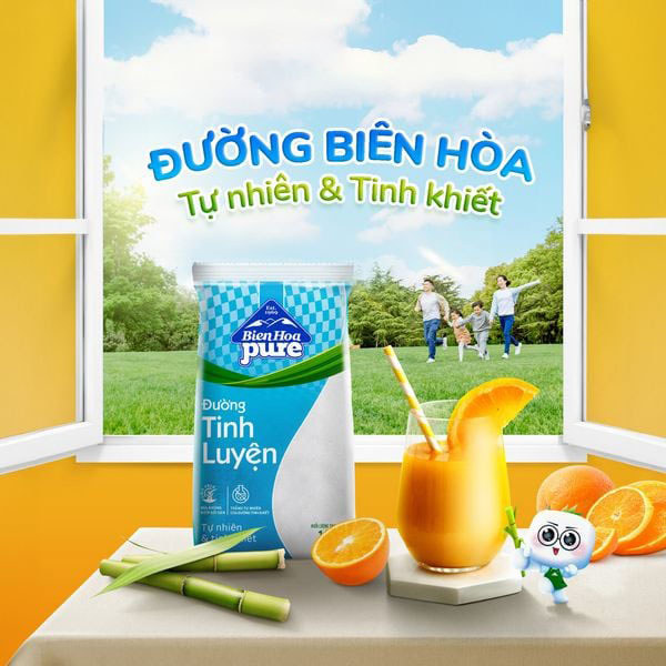 Đường Trắng Tinh Luyện Biên Hòa Pure Gói 1kg, Vị Ngọt Thanh Khiết Từ Mía Tự Nhiên