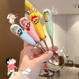 Chính Hãng Crayon Shin-Chan 304 Thìa Inox Gốm Bộ Đồ Ăn Thìa Canh Thìa Ký Túc Xá Dễ Thương Hoạt Hình Ăn Thìa 5.9