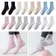 Tất Pilates OUSXA dành cho nữ, Tất tập Yoga chuyên nghiệp chống trượt bằng vải Cotton, Tất ống giữa co giãn cao thấm mồ hôi thoáng khí để tập thể dục