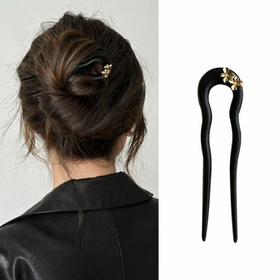 WHX-Hairpin {Yinghua Yellow} Kẹp tóc ngắn hình chữ U màu nâu chính hãng Mũ đội đầu hàng ngày Kẹp tóc phù hợp với Kẹp tóc Trung Quốc mới