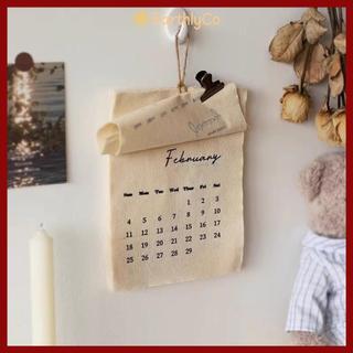 EARTHLYCO 2026 Lịch Treo Tường, DIY Trang Trí Vải Lịch Tiếng Anh, Retro Có Thể Tái Sử Dụng 12 Tháng Lịch Hàng Tháng Posing Prop