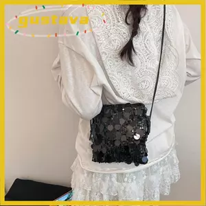 Túi đeo chéo Mini GUSTAVA, Túi đeo chéo nữ lấp lánh, Túi vuông sáng bóng thời trang cho tiệc cưới