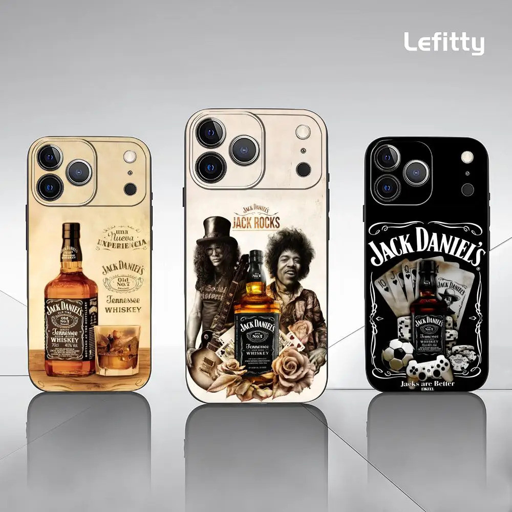TP-1 Thời Trang J-Jack D-Daniels Ốp Lưng Điện Thoại IPhone 17 16 15 14 13 12 11 Pro Max Plus Mini Đen Mờ Vỏ Mềm Funda