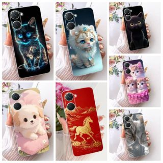 Vỏ Hoạt Hình Mèo Dễ Thương Cho Vivo Y03 Y03T Y18 Y18i Y18e Y28s Y37 Y37M V2414 V2332 Vỏ Điện Thoại Silicon Mềm Trong Suốt TPU Bảo Vệ