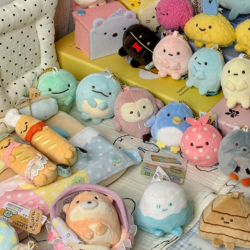 SQ5 Sumikko Gurashi Shirokuma Tonkatsu Tokage Plushie Túi búp bê Cotton sang trọng dễ thương Charm QS5