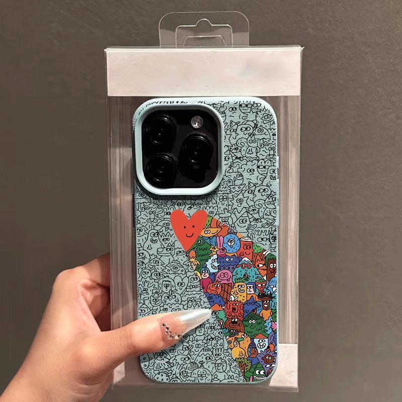 Lá tình yêu mê cỡ trắng đen  Phù hợp với vỏ điện thoại 1716, iPhone 15/14,  yêu mê