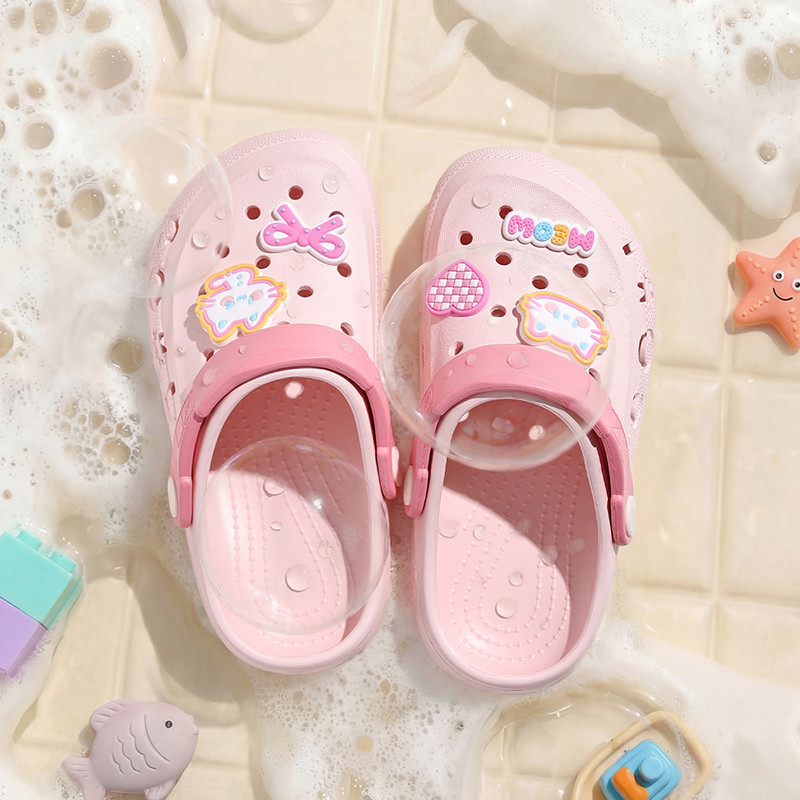 Cheerful Mario Dép sục thể thao bé gái màu hồng màu sắc thời trang, dép clog đế mềm siêu nhẹ ngoài trời
