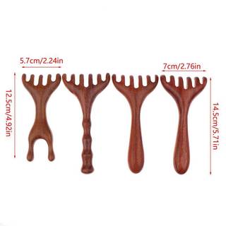 ELBBKG 1 Gỗ Đàn Hương Vàng Tự Nhiên Năm Móng Vuốt Máy Mát Xa Da Đầu Gua Sha Dụng Cụ Ba Scratcher Spa Cầm Tay Kinh Tuyến Massage Lược Chăm Sóc Tóc Mới