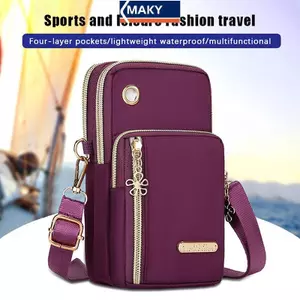 MAKY Điện Thoại Di Động Túi Đeo Ngang Cho Nữ Thời Trang Nữ Đeo Vai Túi Điện Thoại Di Động Túi Đựng Tiền Xu 3 Lớp Ví Có Tai Nghe Cắm VN