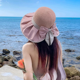 Mũ Chống Nắng Nữ Vành Rộng Thắt Nơ Điệu Đà, Mũ Đi Biển UPF50+ Che Kín Gáy, Gấp Gọn Thời Trang