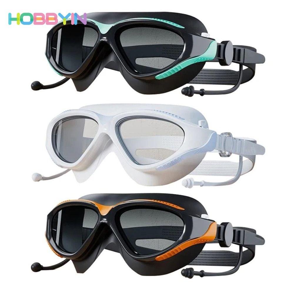 Kính silicon HOBBYIN, có nút tai Kính bơi người lớn chống sương mù, Phụ kiện bơi lội Kính bơi chống nước HD chuyên nghiệp