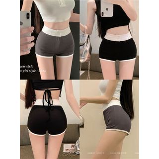 Quần Short Yoga Cao Cạp Phối Màu – Gọn Bụng Nâng Mông Ôm Dáng Quần Thể Thao Mùa Hè Chạy Bộ Đàn Hồi Mặc Nhà Hay Đi Chơi
