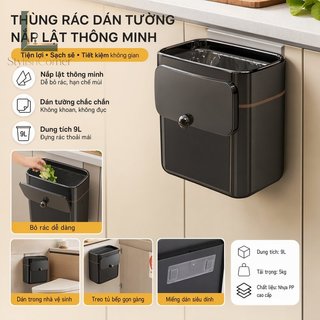 Treo Tường Nhà Bếp Thùng Rác Nắp Lật Chống Mùi PP Miệng Lớn Phòng Tắm Nhà Tổ Chức